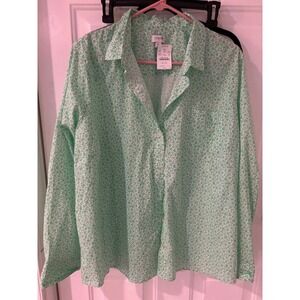 J.Crew Button-Up Shirt Floral Print Long Sleeve Top‎ Blouse 3X